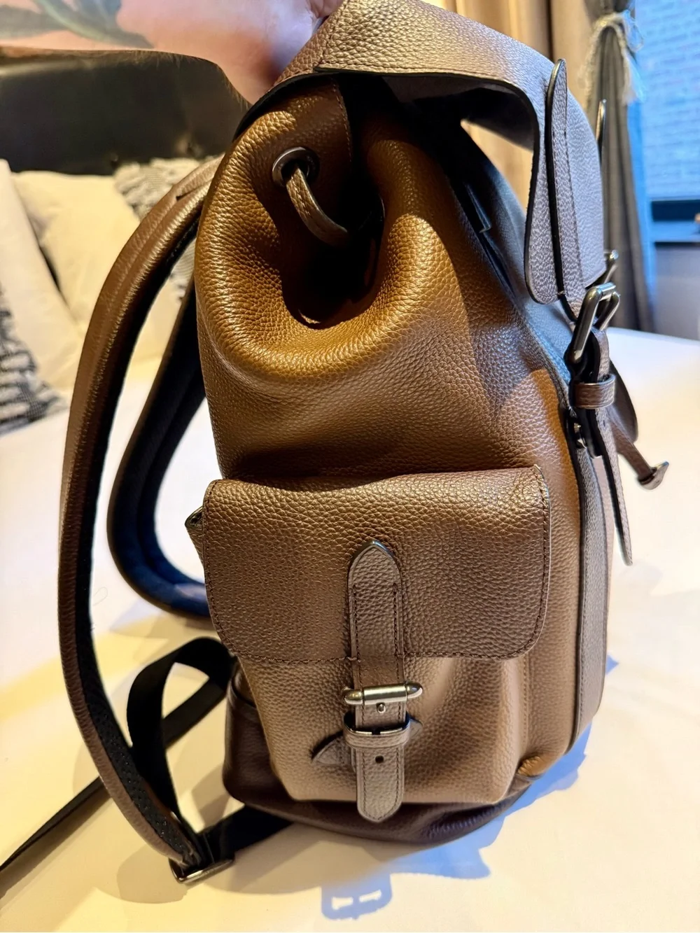 Coach Men's Two-Tone Brown Leather Backpack